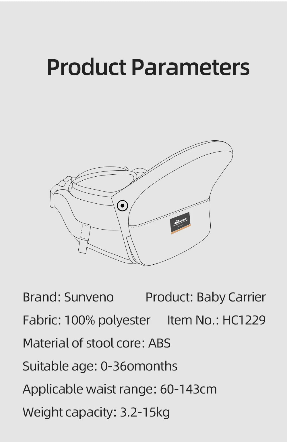 Sunveno® FoldAway Hip Seat Carrier